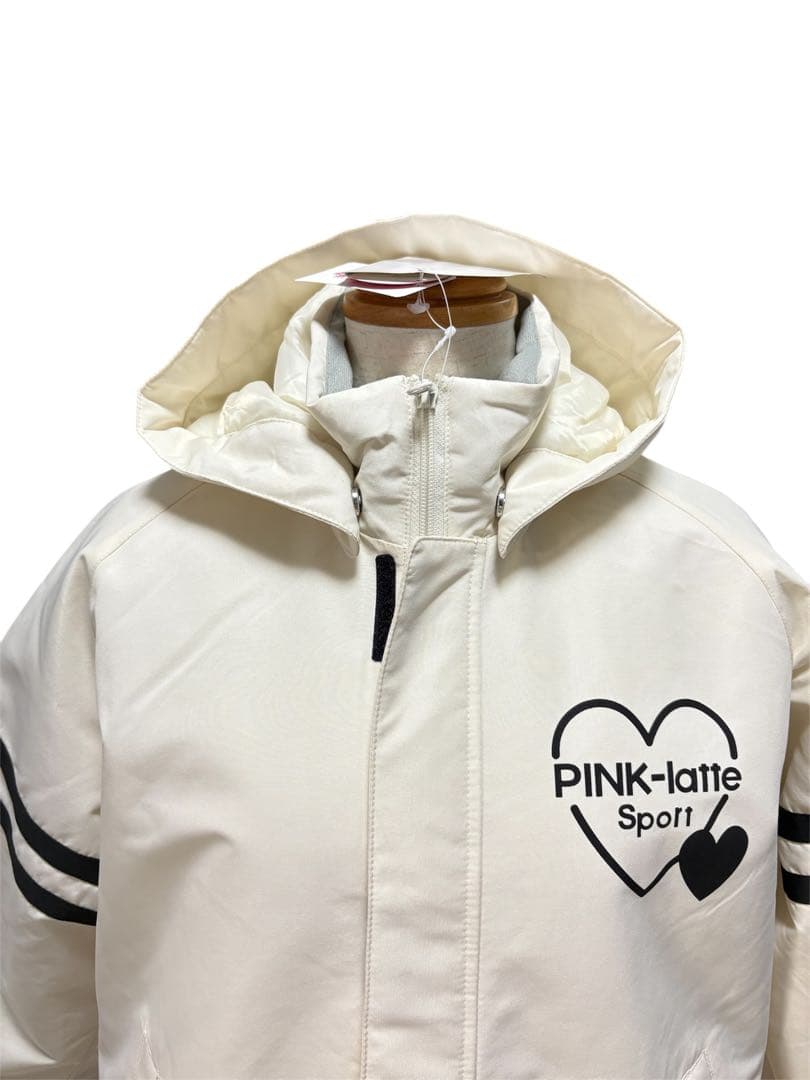 新品スキースノボウェア150サイズ調整可能上下セットセパレート白黒ピンクラテ