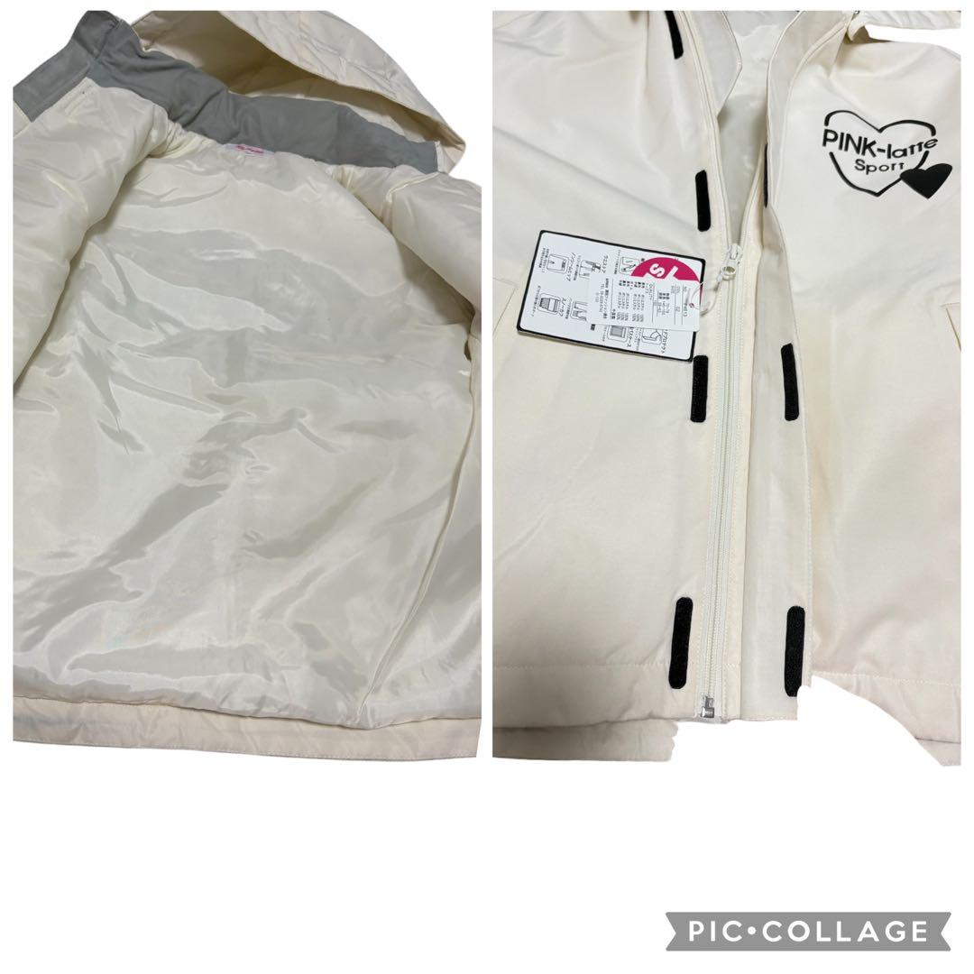 新品スキースノボウェア150サイズ調整可能上下セットセパレート白黒ピンクラテ