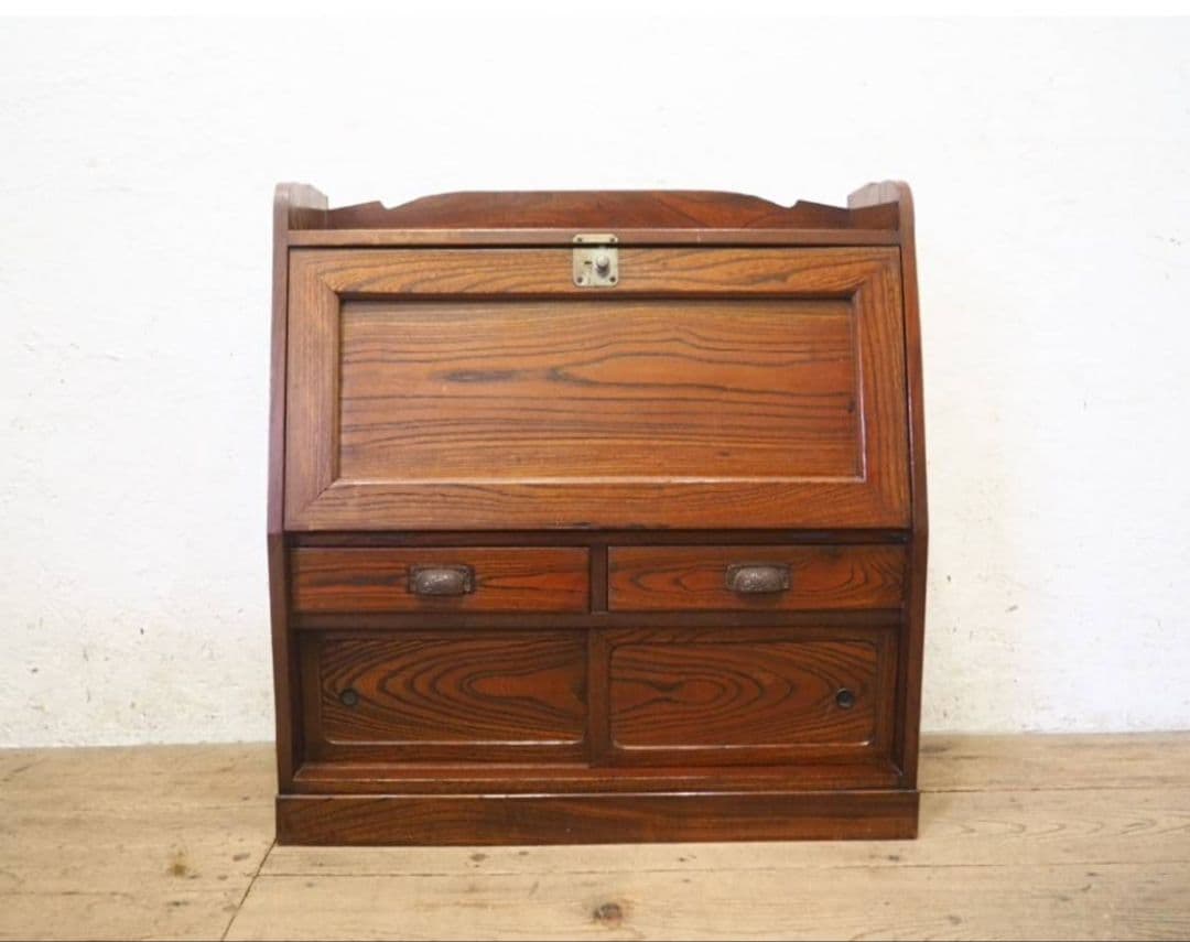 1095 アンティーク　欅のライティングデスク　帳場机　文机　テーブル　レトロ