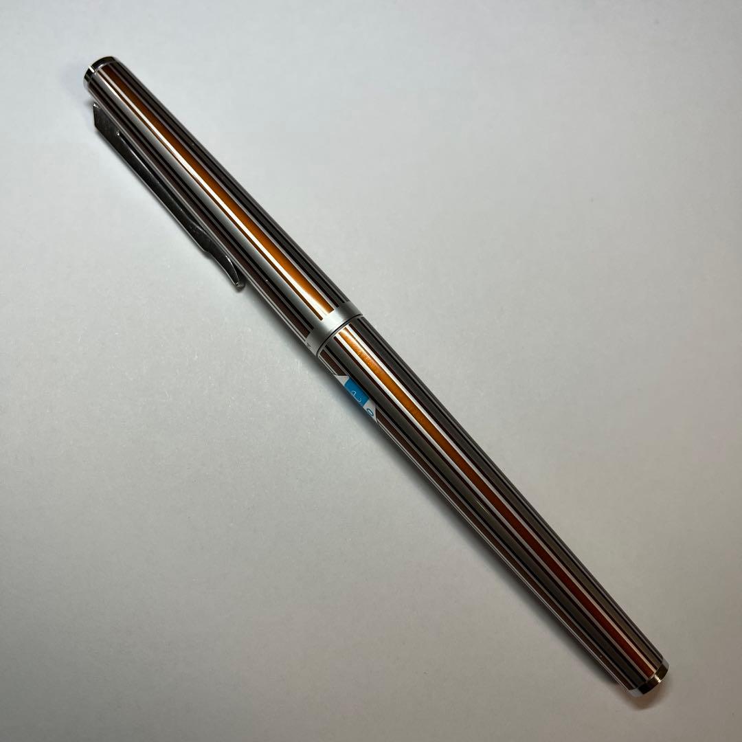 プラチナ万年筆　Riviere　ストライプ　18k-WG レトロ　ブラウン