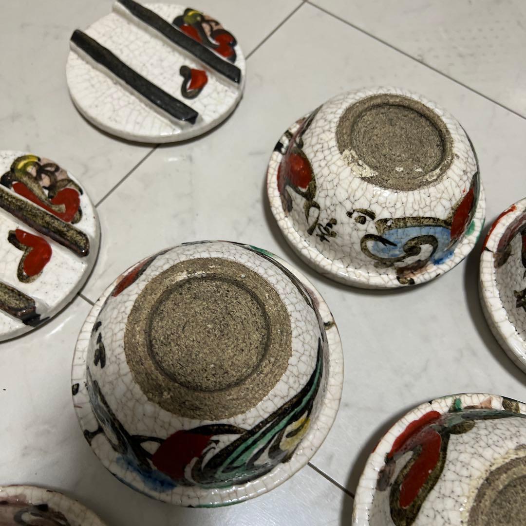 乾山　京焼　達磨　釜型　色絵　6客セット　アンティーク　骨董　尾形乾山　向付