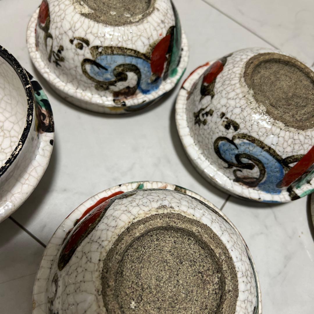 乾山　京焼　達磨　釜型　色絵　6客セット　アンティーク　骨董　尾形乾山　向付