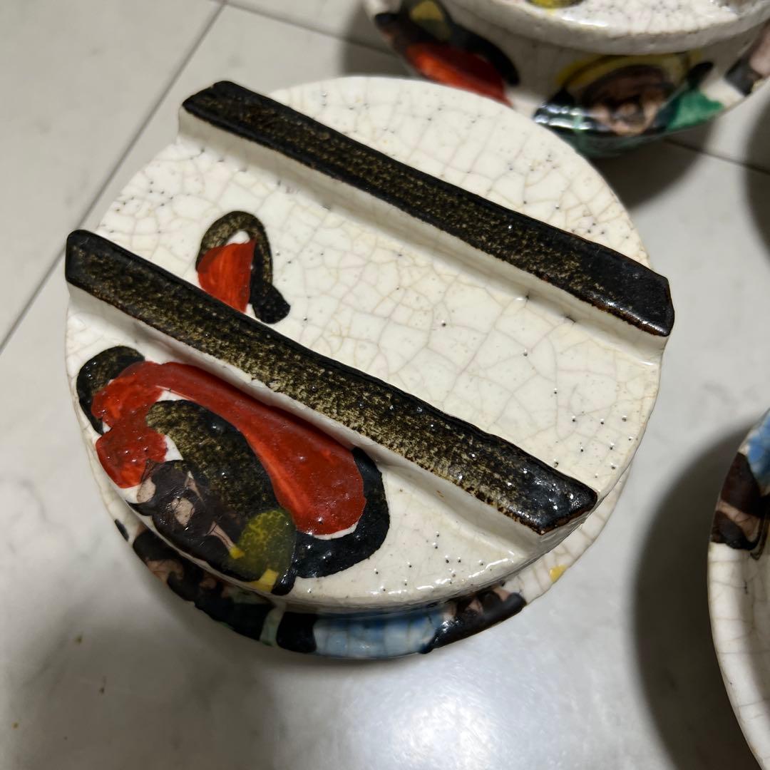 乾山　京焼　達磨　釜型　色絵　6客セット　アンティーク　骨董　尾形乾山　向付