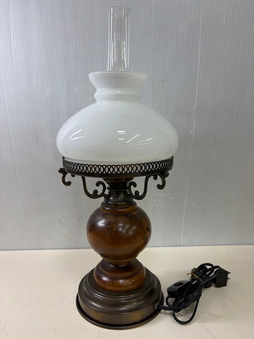 アンティーク ガラスシェード テーブルランプ 現状品
