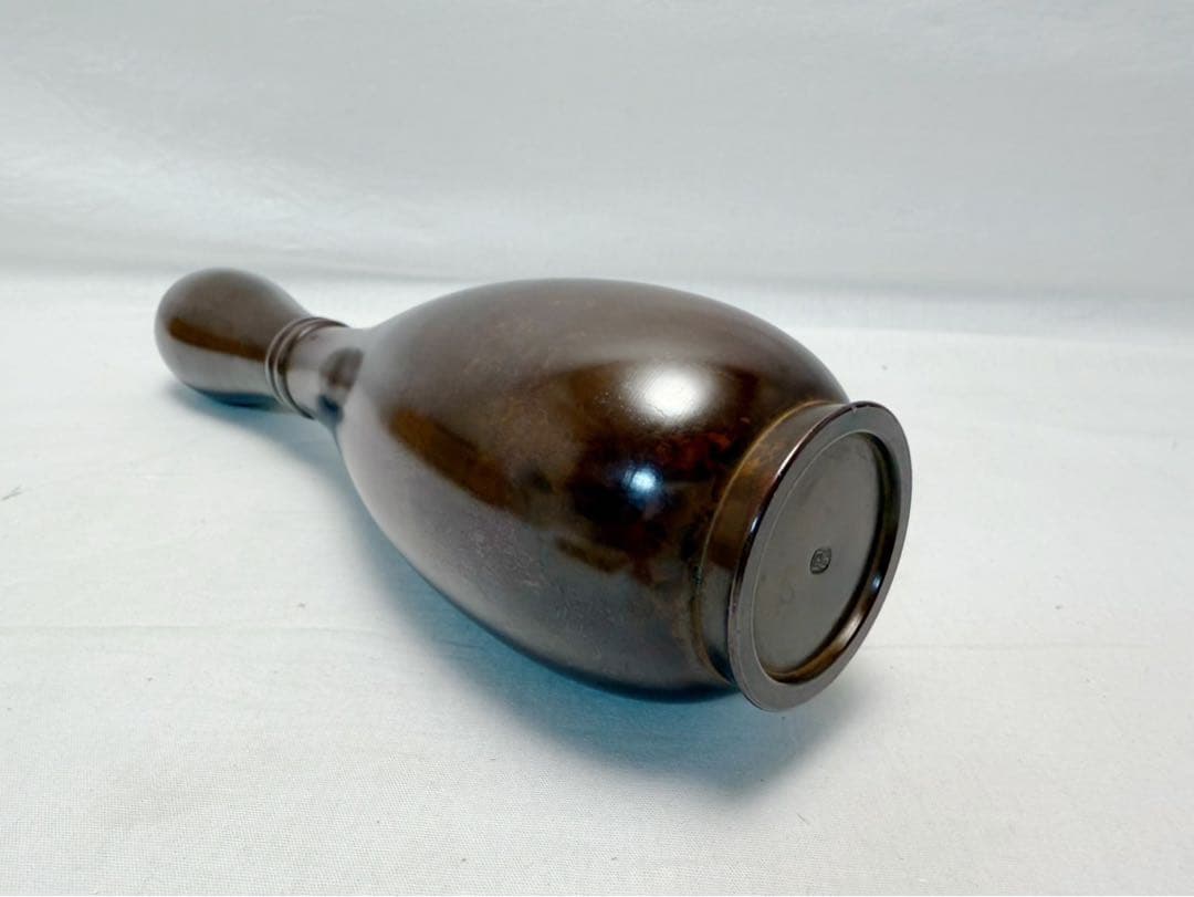 未使用 華道具 一ノ瀬宗辰造 胡銅 瓢銘千成御花入 大名物写 銅印 共箱