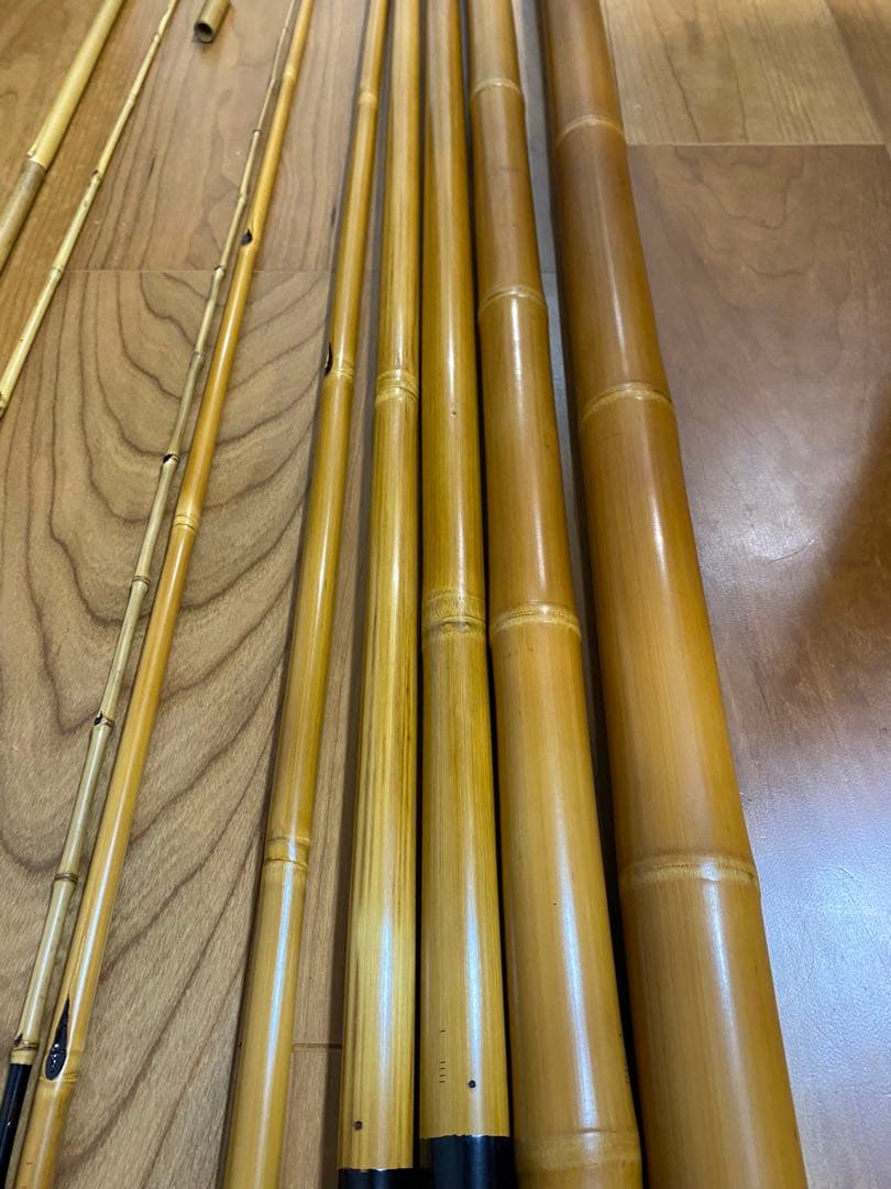 未使用　約750㎝　竹富　和竿　竹竿　7本継ぎ　　替え穂付　渓流　昭和　江戸