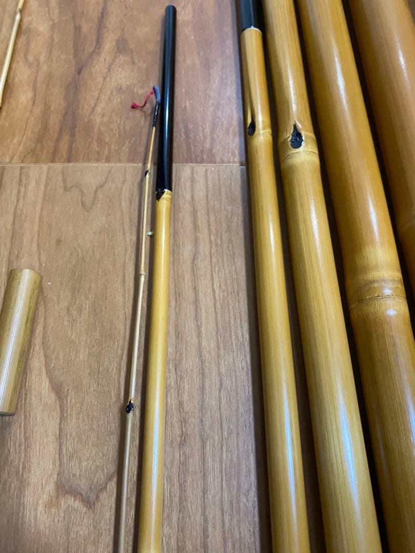 未使用　約750㎝　竹富　和竿　竹竿　7本継ぎ　　替え穂付　渓流　昭和　江戸