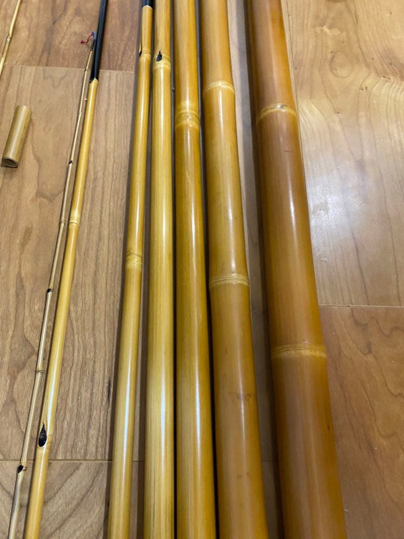 未使用　約750㎝　竹富　和竿　竹竿　7本継ぎ　　替え穂付　渓流　昭和　江戸