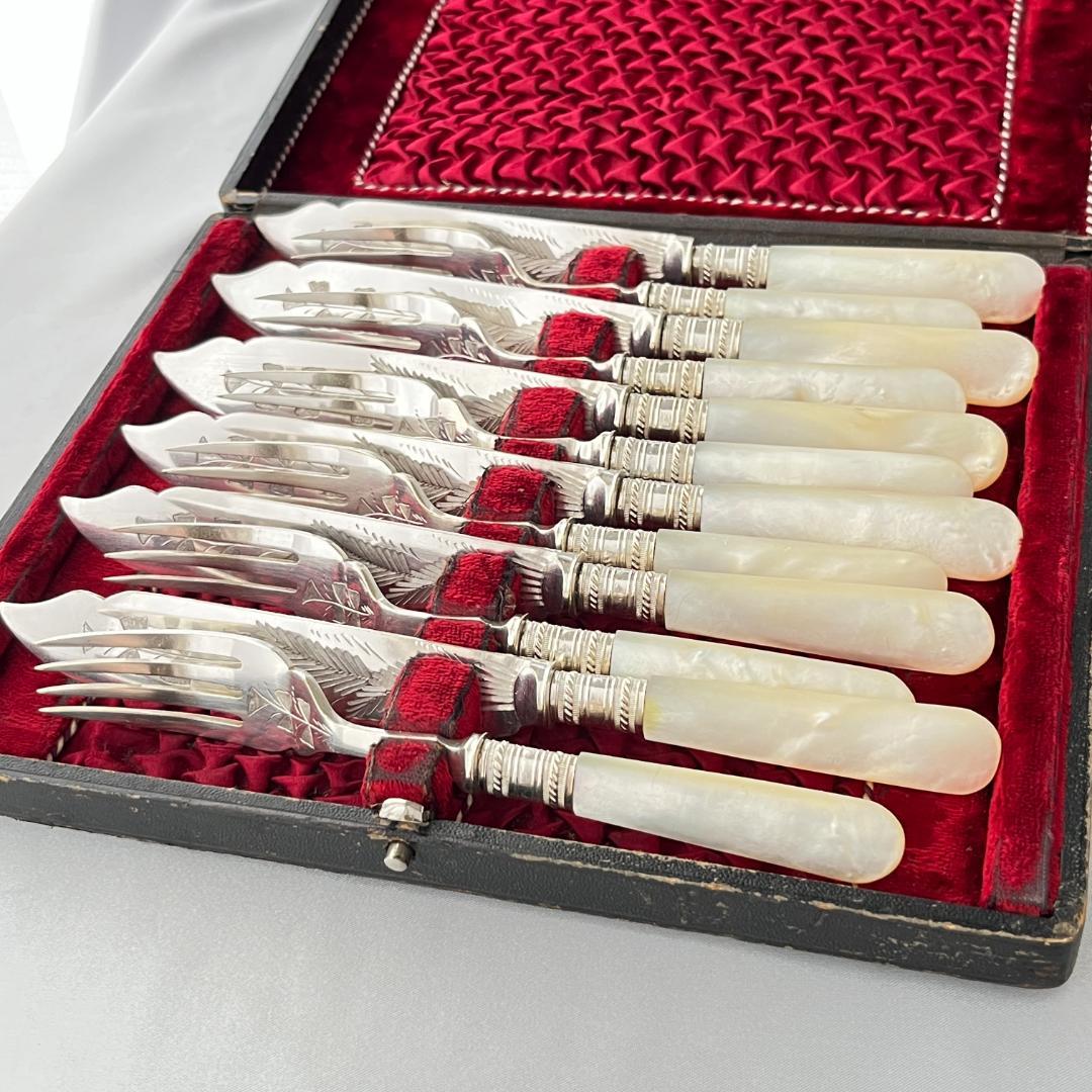 【英国】【白蝶貝】カトラリーセット ナイフ/フォーク 12本 マザーオブパール