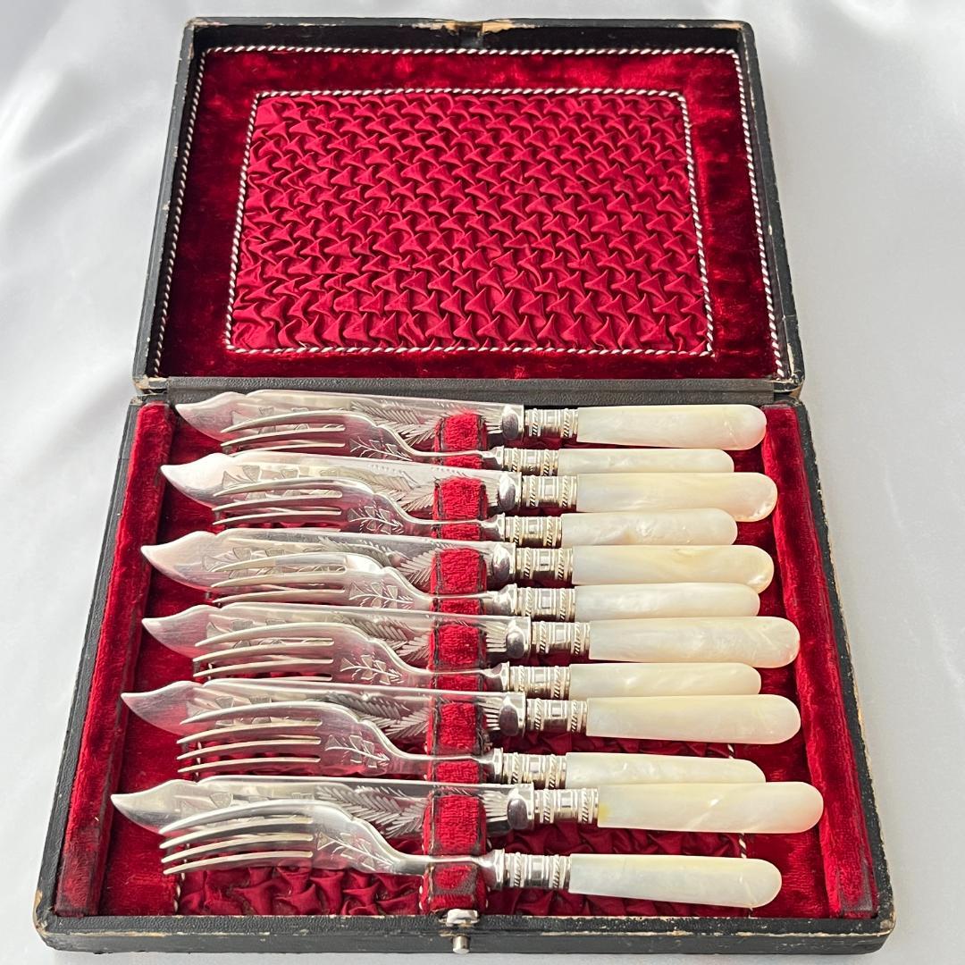 【英国】【白蝶貝】カトラリーセット ナイフ/フォーク 12本 マザーオブパール
