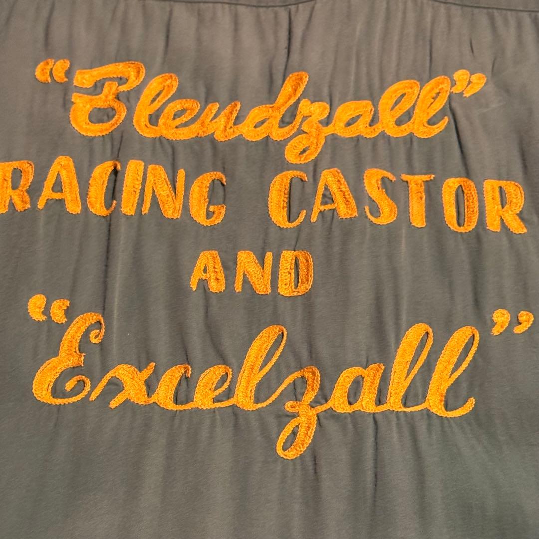 50s 60s ボウリングシャツ　緑　レーヨン