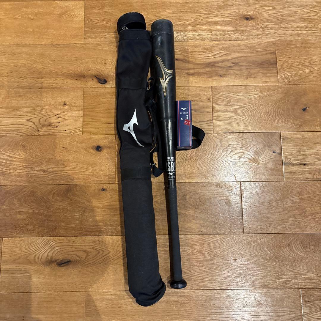 ミズノレガシー少年野球用バットケースつき、バットクリーナー付き、3点セット