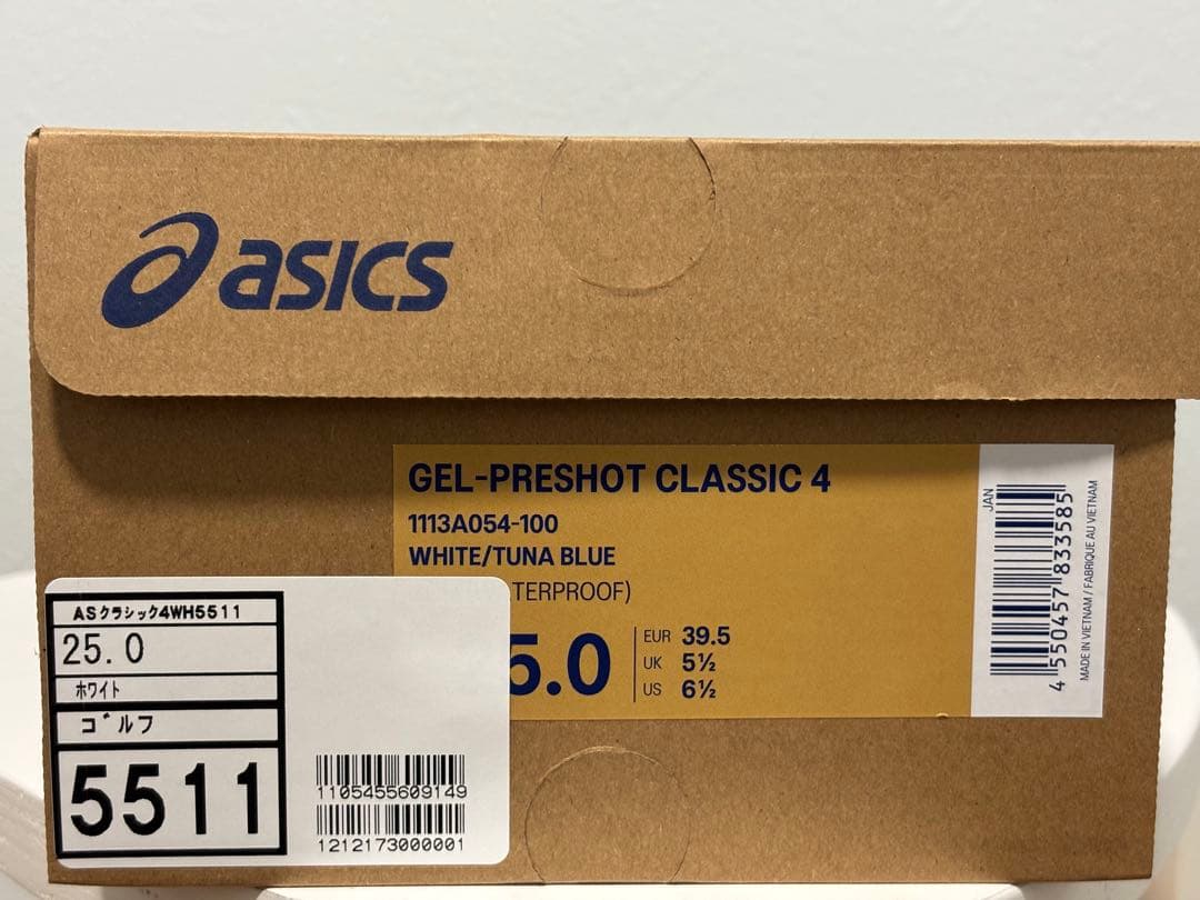 asics ゴルフシューズ　ホワイト/ブルー/レッド