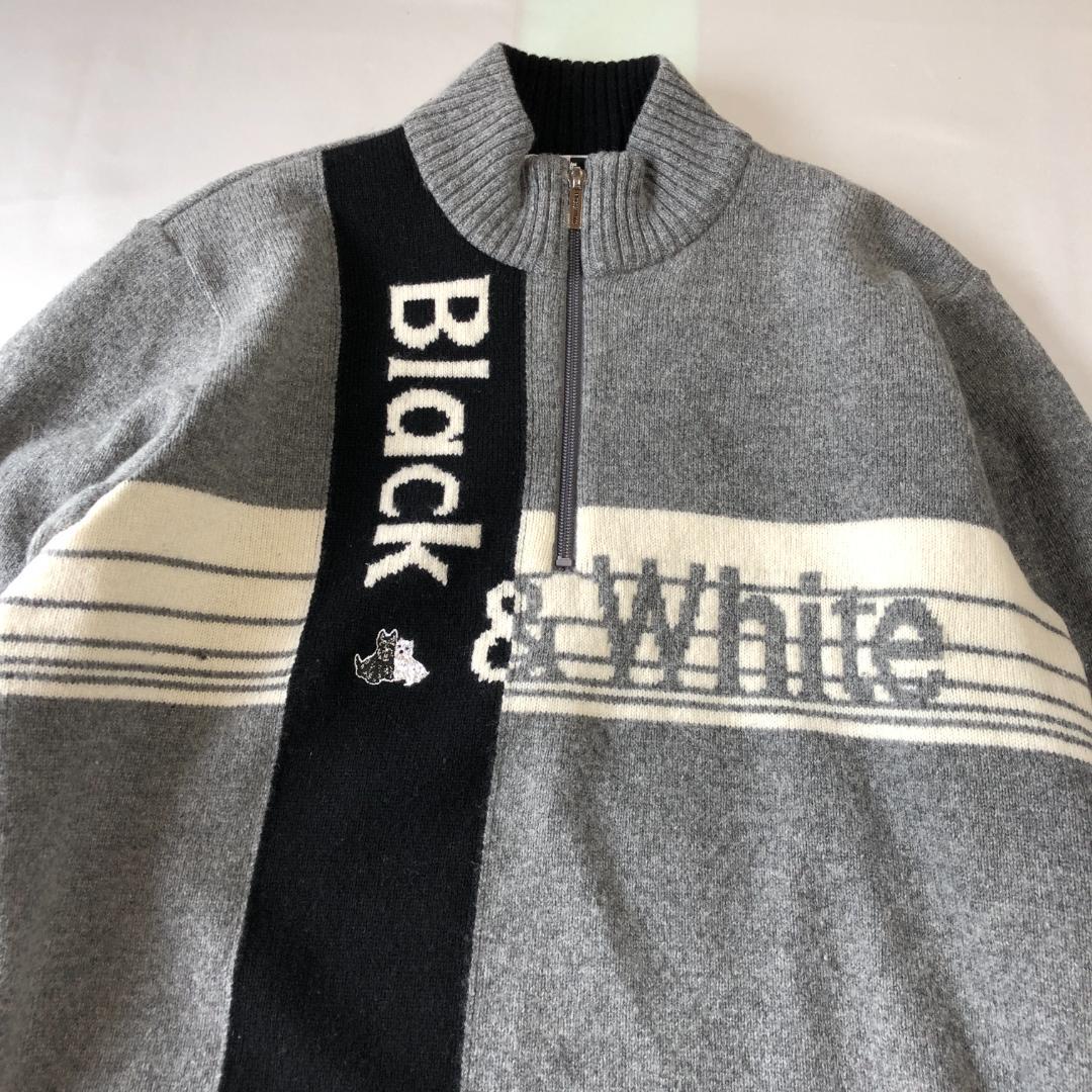 未使用級　ブラックアンドホワイト　ハーフジップ　セーター スニードジャック