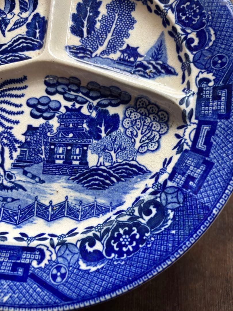 骨董　ウィローパターン　皿　陶器　日本　オキュパイドジャパン　ウィロー　占領下