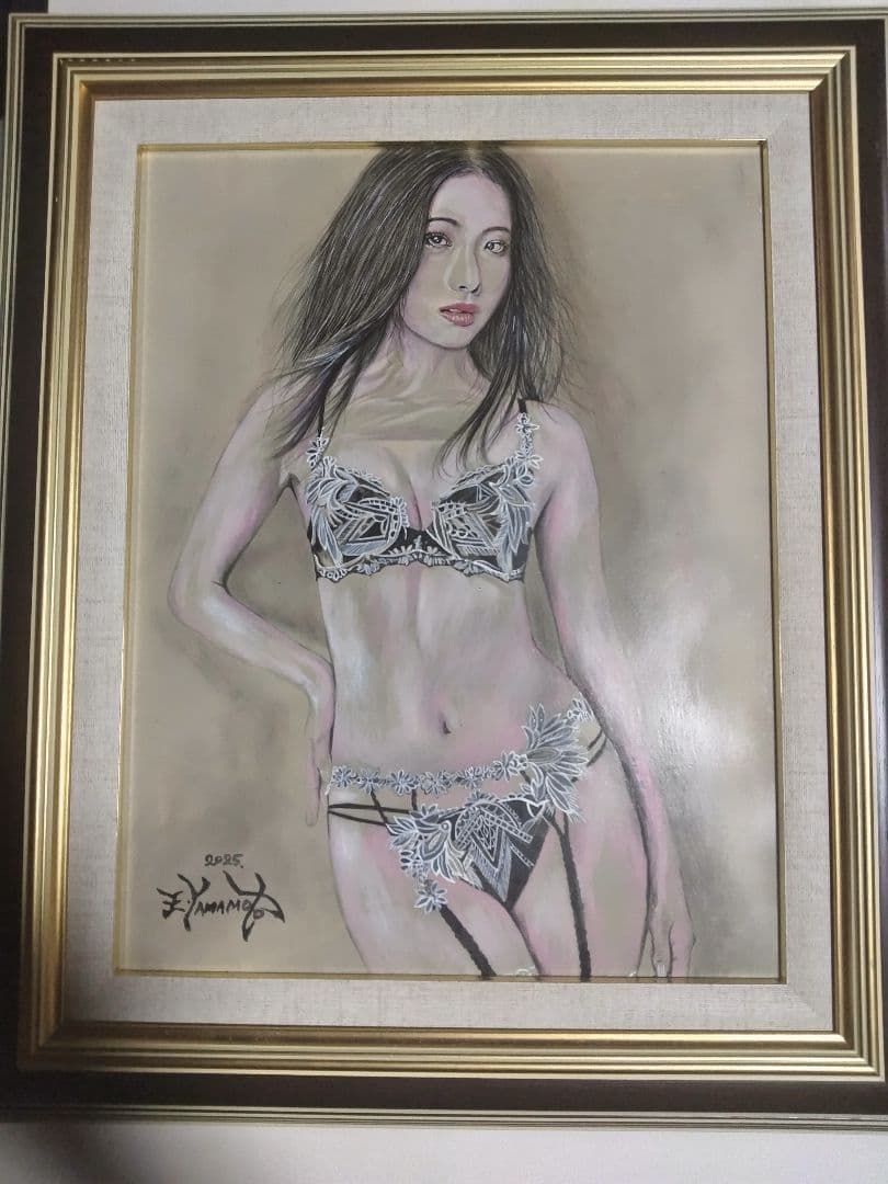 裸婦、美人画、絵画6Fしなり、S山本英二、額縁、肉筆、高塚省吾、森本草介、一点物