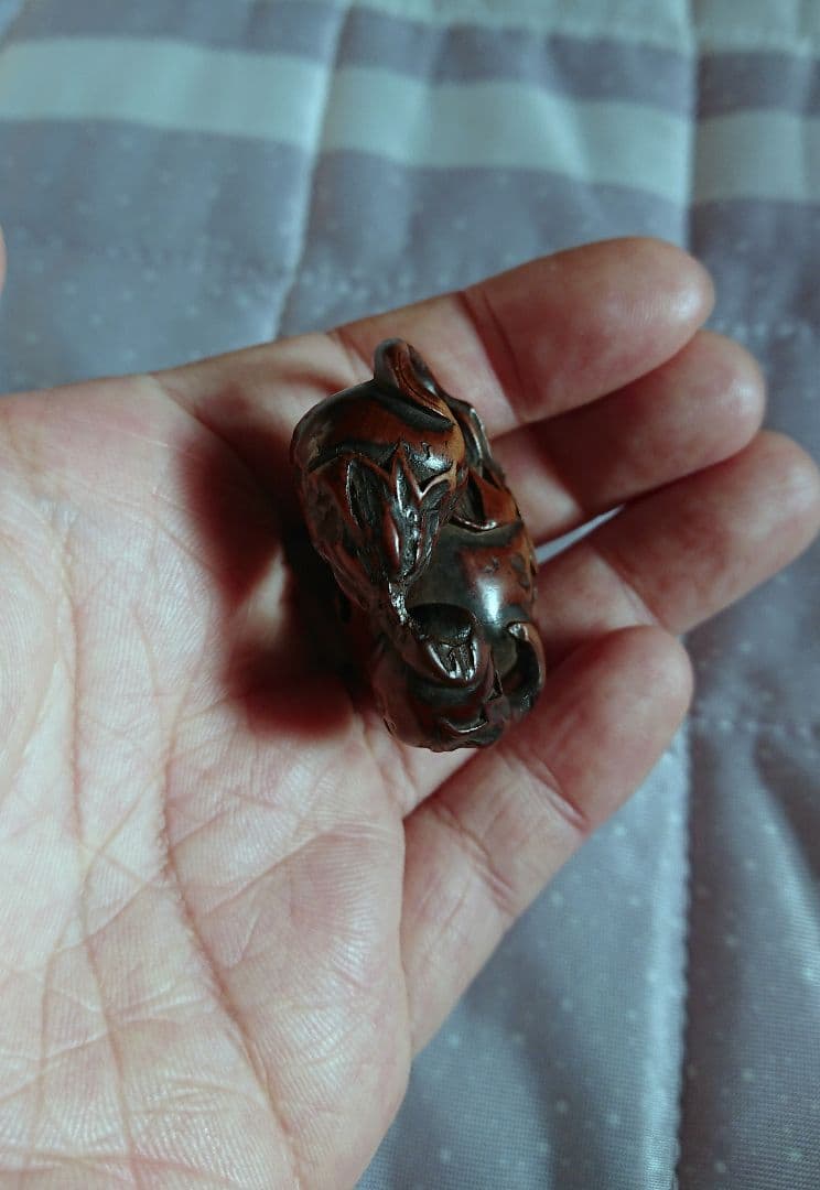 江戸 根付 傷み三茄子 木彫 木製 彫刻