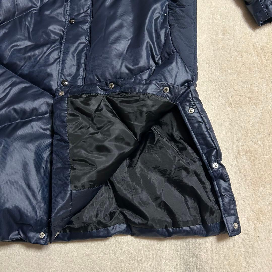 【美品】Mizuno ミズノ ダウンコートベンチコートメンズ 刺繍ロゴ ネイビー