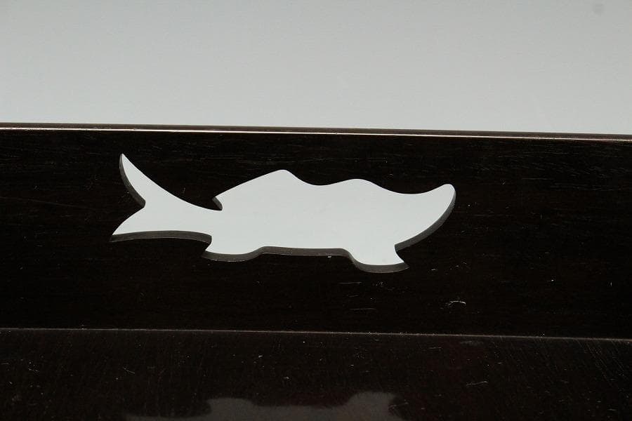 高級 本 紫檀 双魚透 煙草盆 本紫檀 重厚 共箱 旧家蔵出