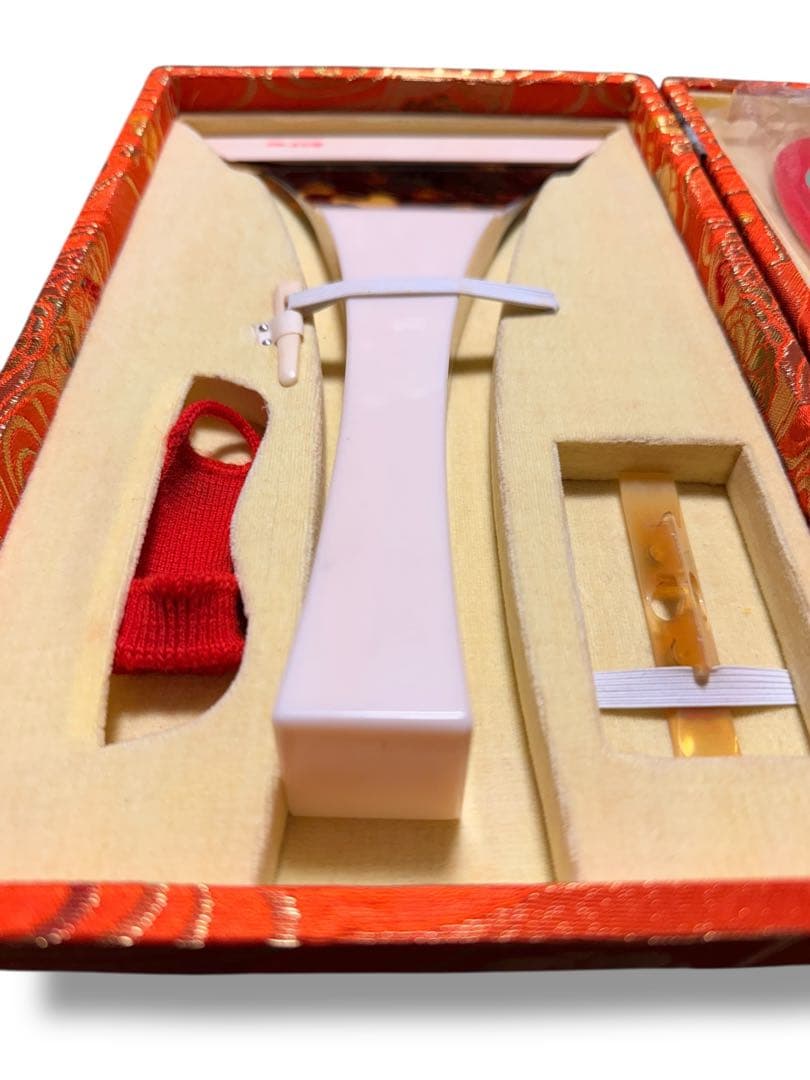 #三味線用 撥 バチ ベッコウ　鼈甲 小物一式セット 和装ケース付き　S-8