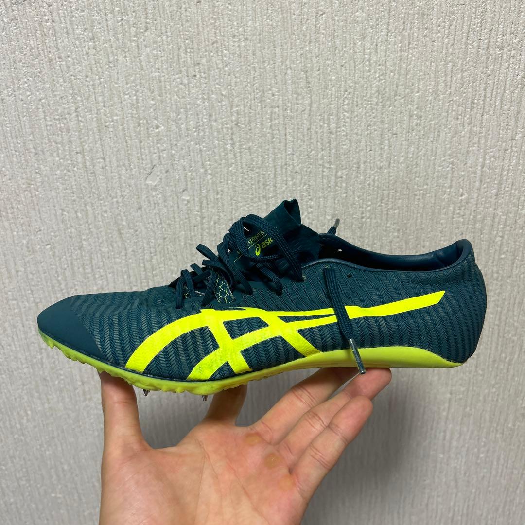 ASICS 陸上競技 スパイクシューズ ダークグリーン/イエロー