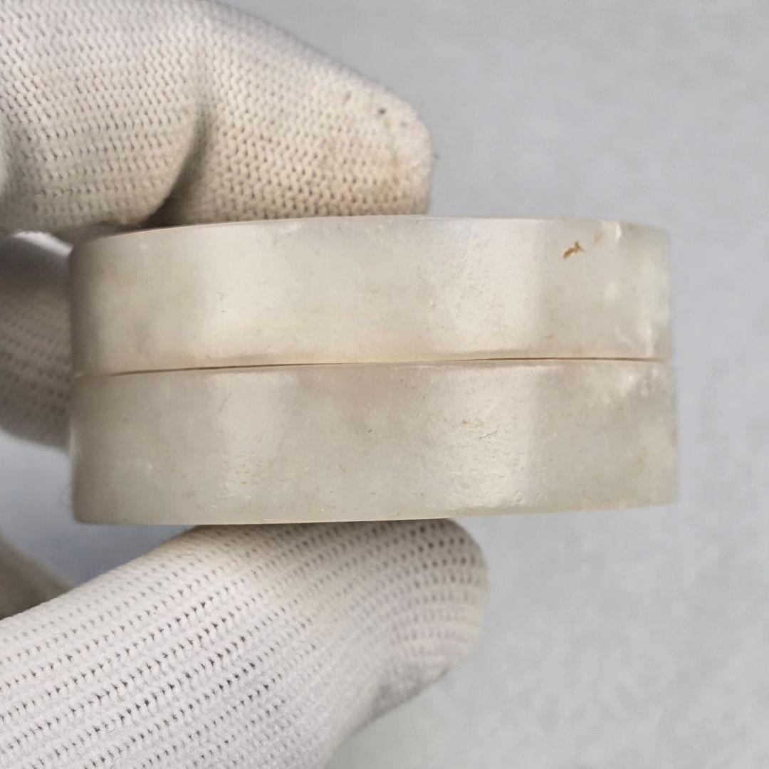 時代物 本物和田白玉 手彫り 清代 茶道具 篆書 詩賦紋 香合 粉箱 美品