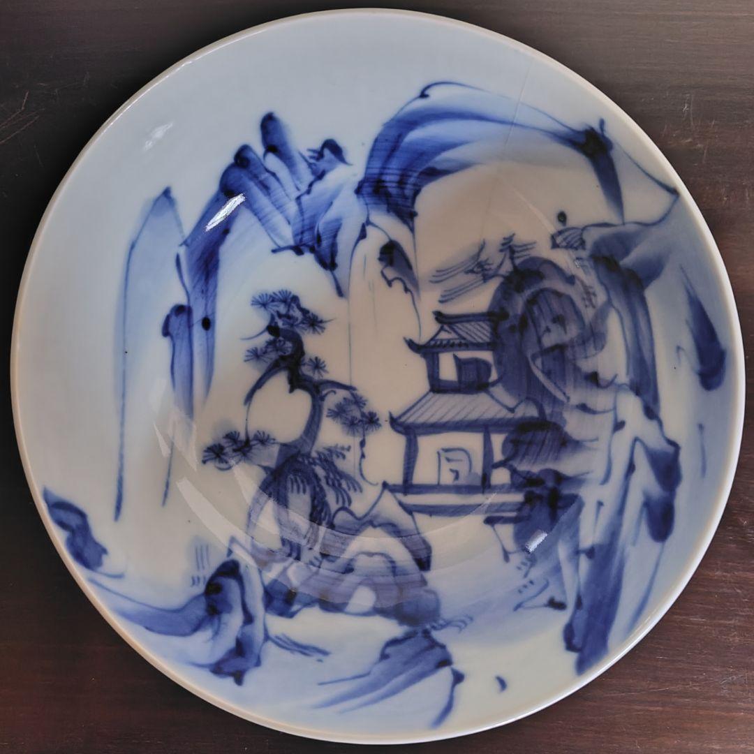 古伊万里 染付 手描き 山水 鉢　大中小3つ アンティーク レトロ 冬 春