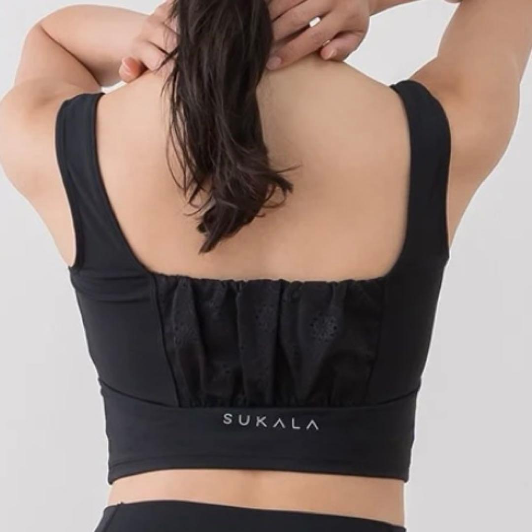 【SUKALA】フラワーレースブラトップ　ブラック　Lサイズ