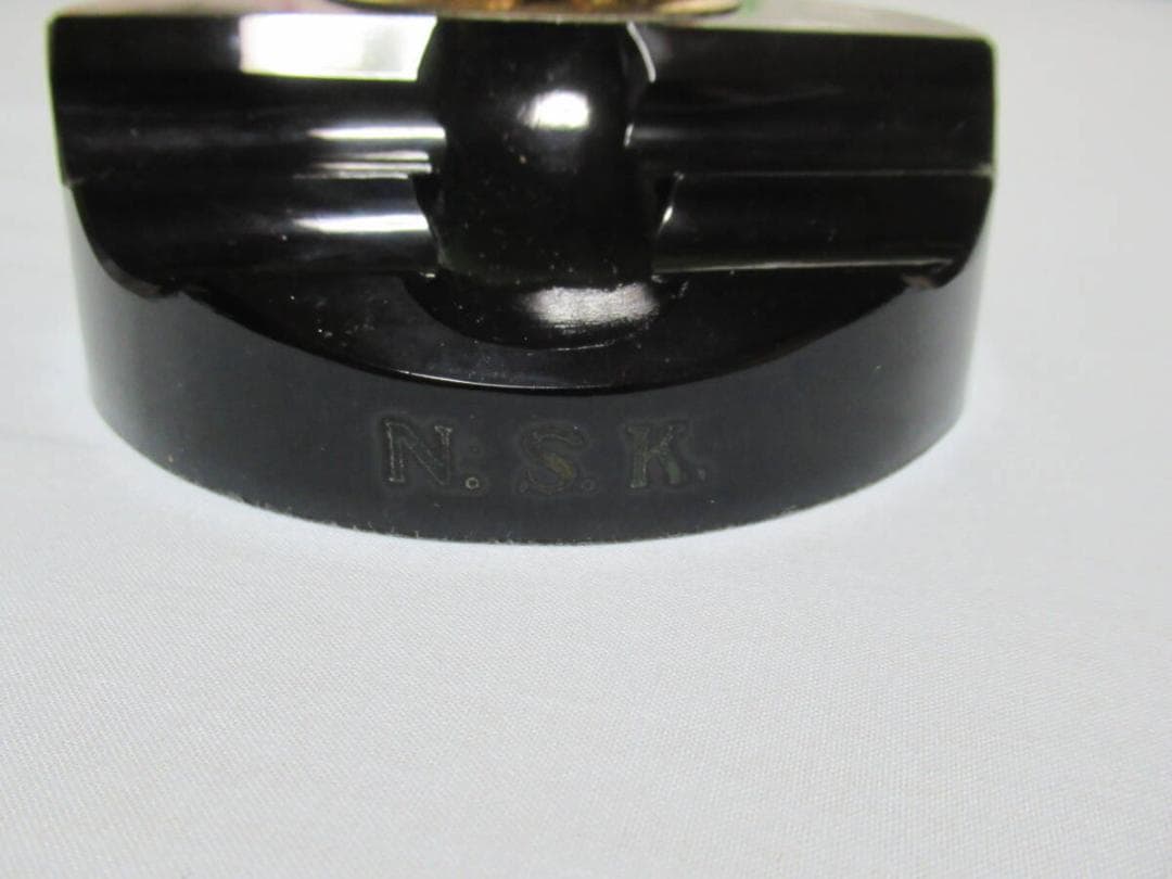 極希少◆鉄道省『日本食堂株式会社創立記念』黒ガラスと真鍮製 九〇式鉄帽 インク壺