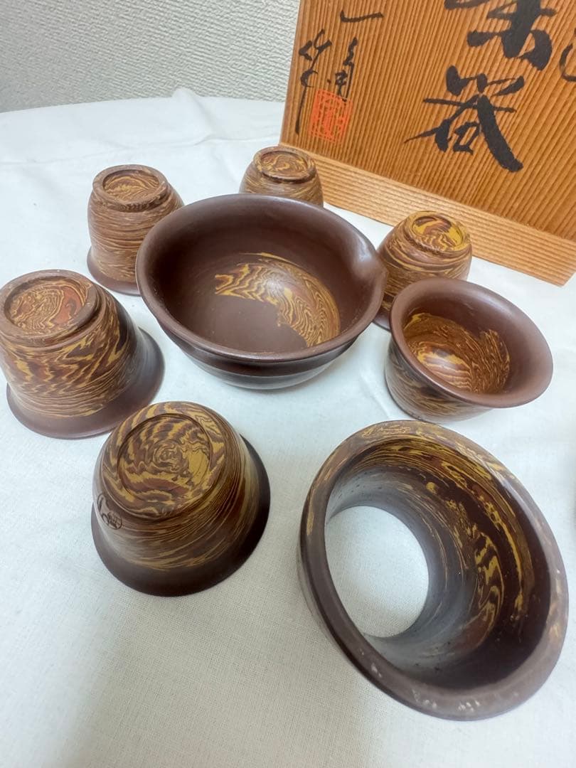 珍品　名工　稀代の陶芸家東城山 一角作　練込 茶器揃え　煎茶道具　茶道具