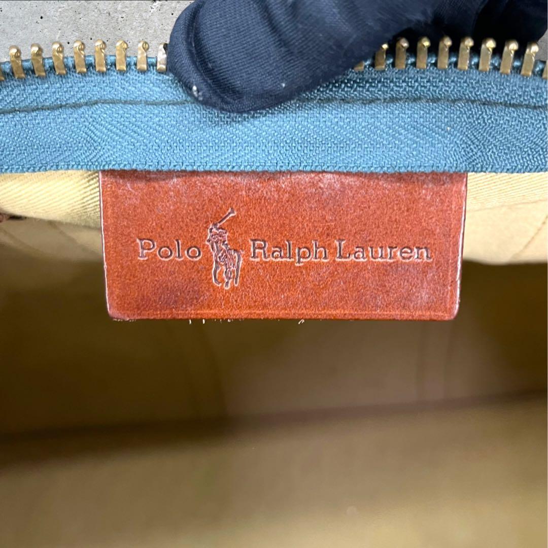 ポロラルフローレン 2way ボストンバッグ ショルダー チェック柄 PVC