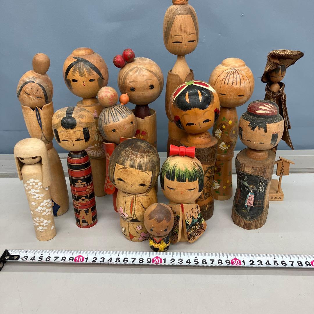 D-3 創作こけし まとめ売り 14体セット 伝統工芸品 郷土玩具 昭和レトロ