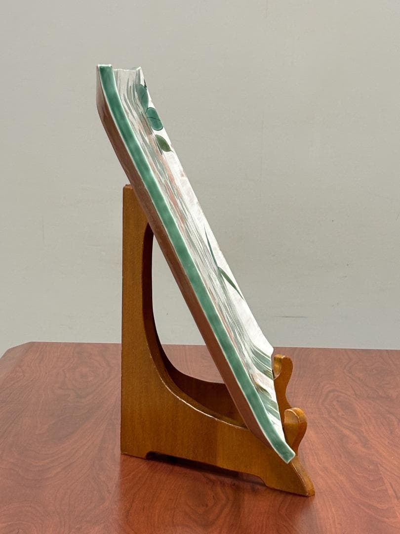 値下【一点物】京焼 清水焼 陶あん 色絵付け 飾り皿 約40cm×54cm 骨董