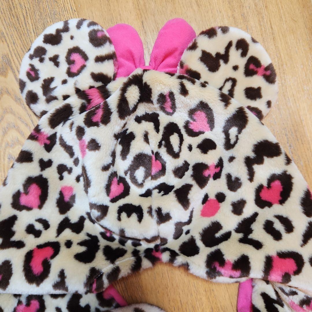 ミニー　ヒョウ柄　マフラーキャップ