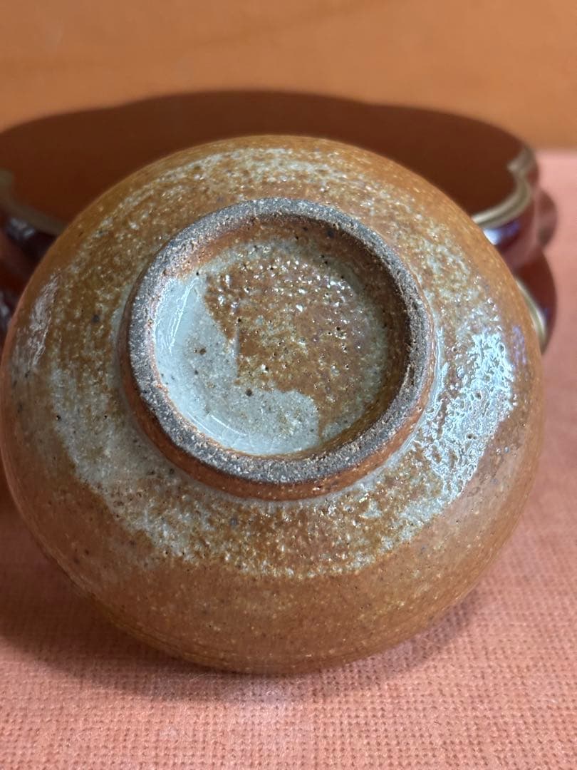 やまちゃん河井寛次郎作鉄釉染付丸鳳凰文平酒盃　検森の春の元日