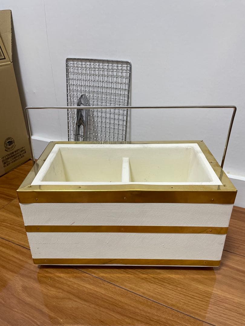 即納 純珪藻土切出し七輪 能登燃焼器工業製 真鍮巻32cm大判 貴重な左右独立式