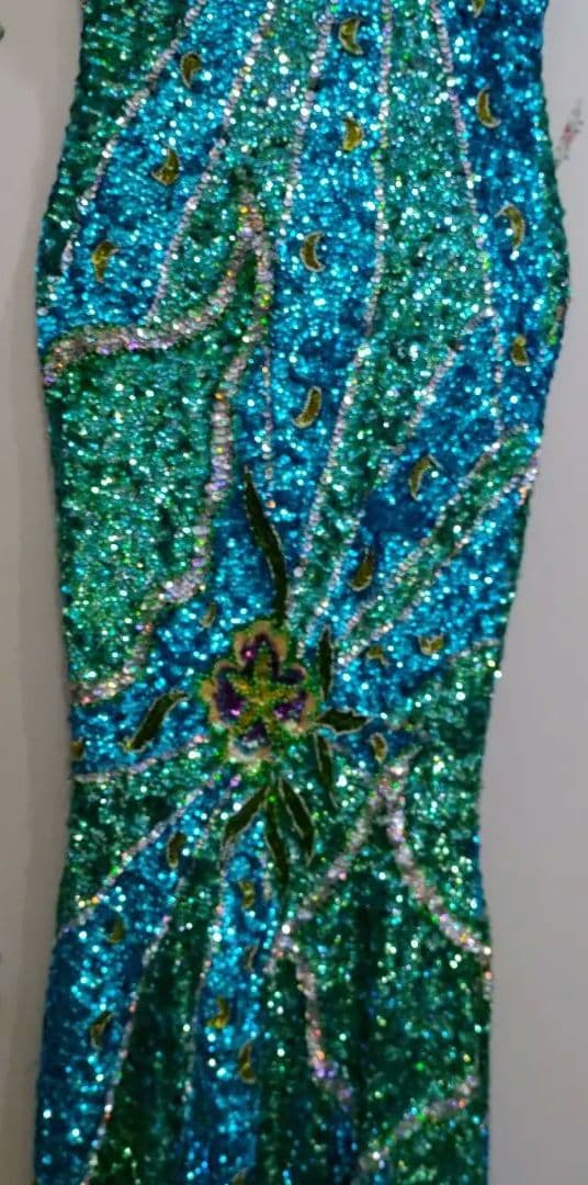 超豪華な総スパンコール　マーメイド　ロングドレス　発送会　イベント　ダンス