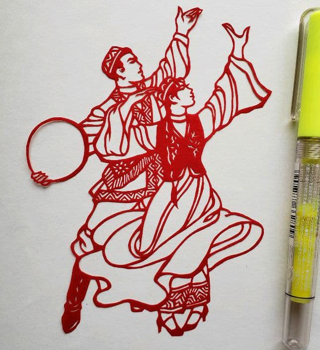 【新品、貴重】中国、切り絵、40年前程度の作品