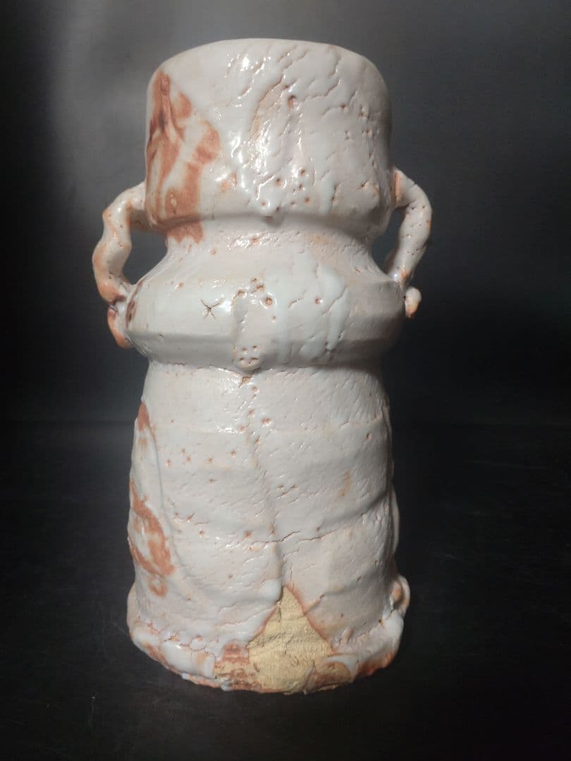 バツグンのアガリ!!若尾利貞造　志野花入　共箱　検（無形文化財