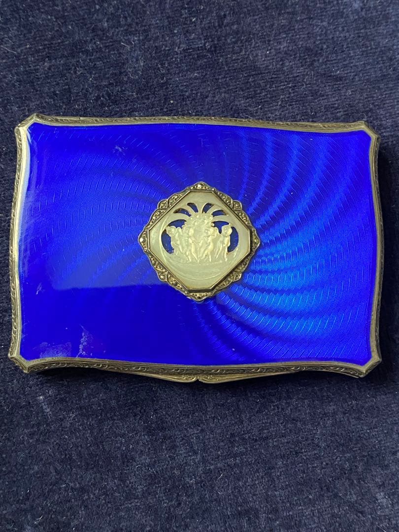 アンティーク　シガレットケース　ブルーエナメル