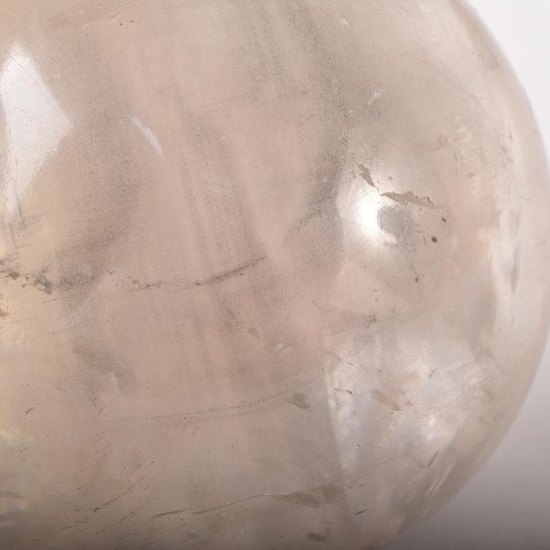 天然石　寒水石　飾玉　直径約7cm　置物　大理石台・時代箱付　C　7459