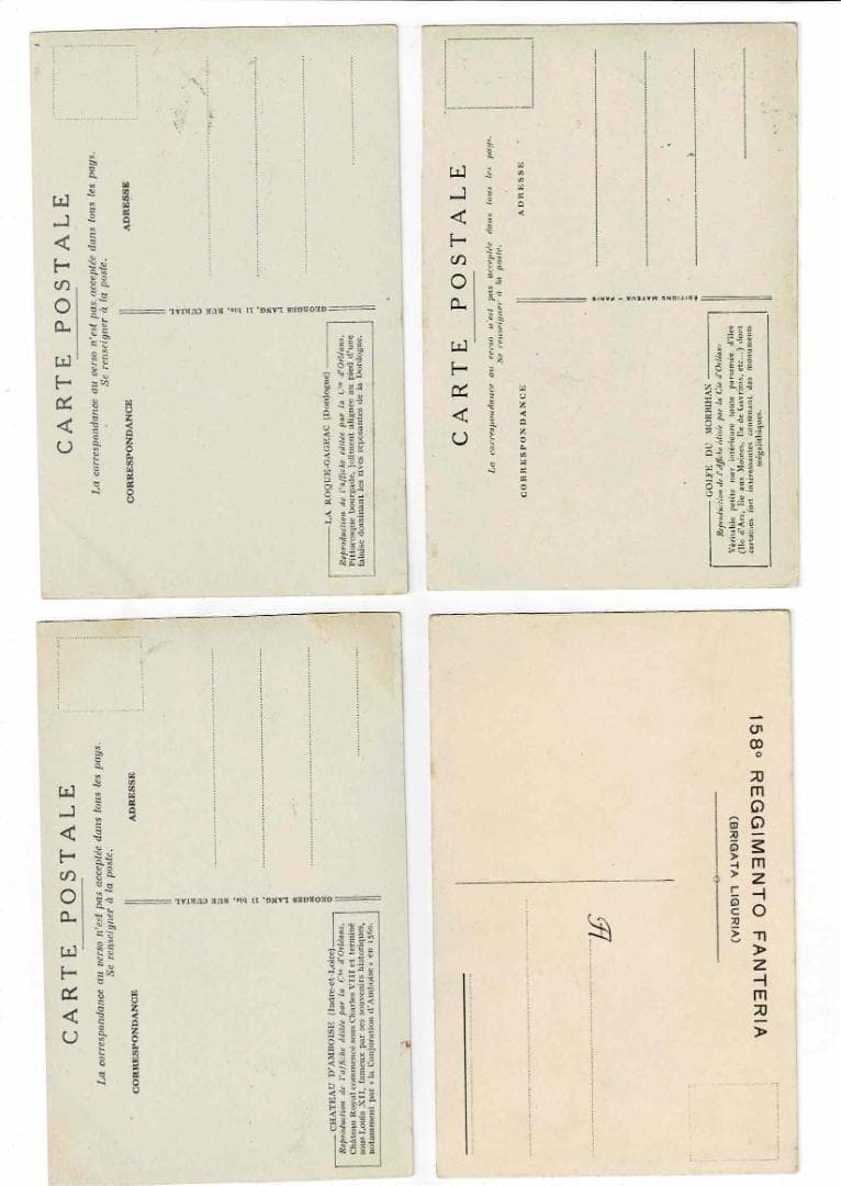 4枚アンティーク ポスターポストカード レール 鉄道 フランス イタリア はがき