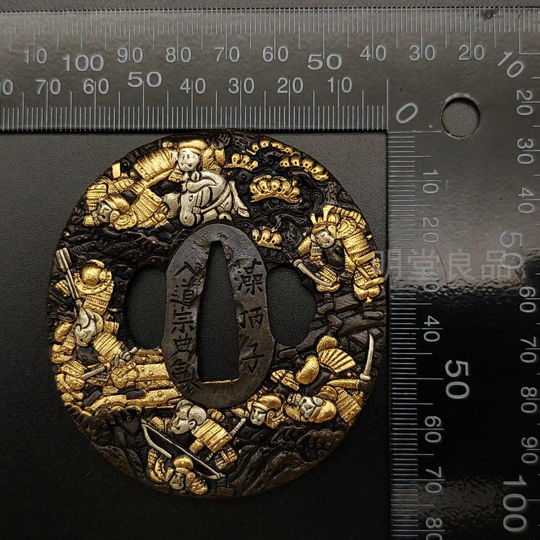 K*n様 日本刀装具　刀鍔　合戦の図　銅地　細工　金銀メッキ　刀剣美術　武道具