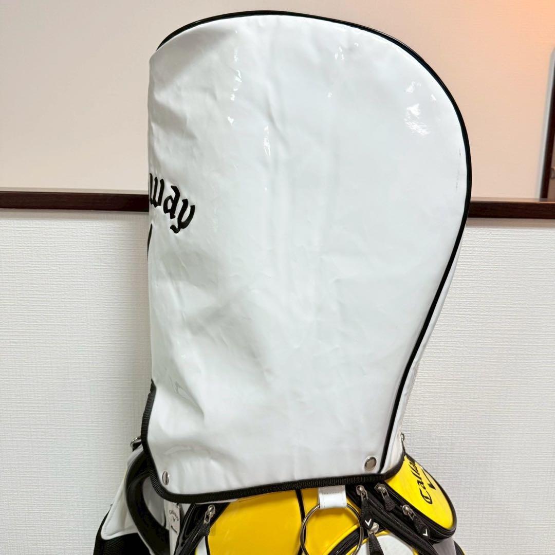 キャロウェイ キャディバッグ 9型 ホワイト×イエロー フード付