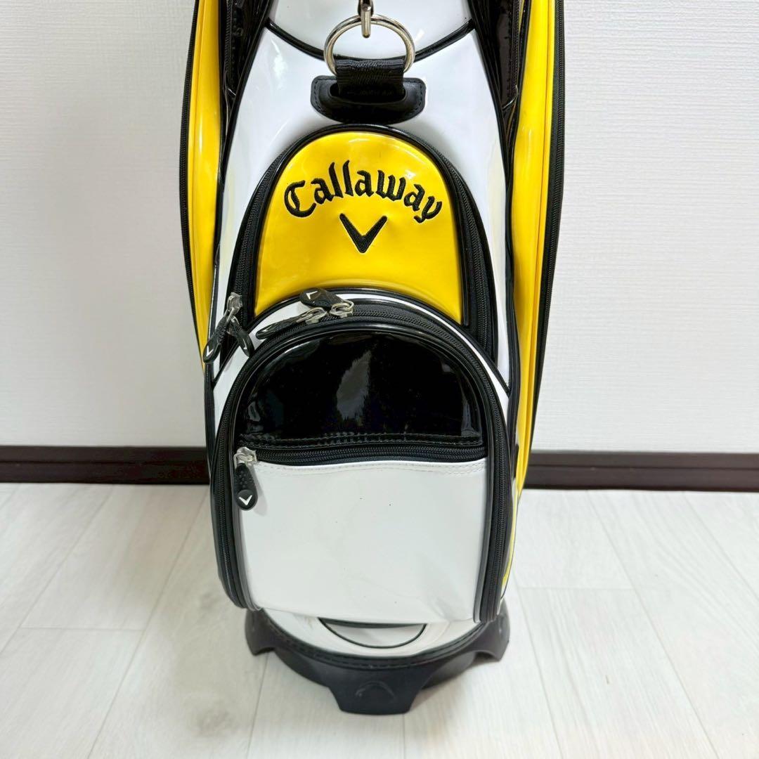 キャロウェイ キャディバッグ 9型 ホワイト×イエロー フード付