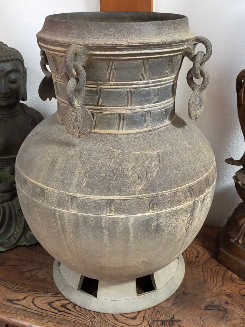 ♥値下げ！　新羅　土器　四耳　壺　レプリカ　骨董　古玩　出土　発掘品