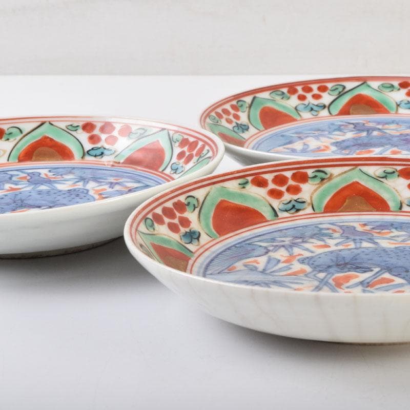 中国　赤絵　花鳥神獣文　小皿　四客　C　9087