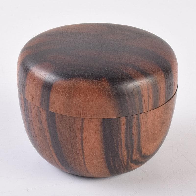 茶道具　天然木　黒柿製　無垢彫　綺麗な木目の棗　V　R8964