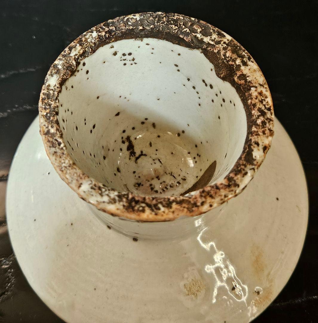 朝鮮古美術　朝鮮古陶磁器　古玩　李朝白磁　堅手　高付皿　台皿　祭器　仏教美術