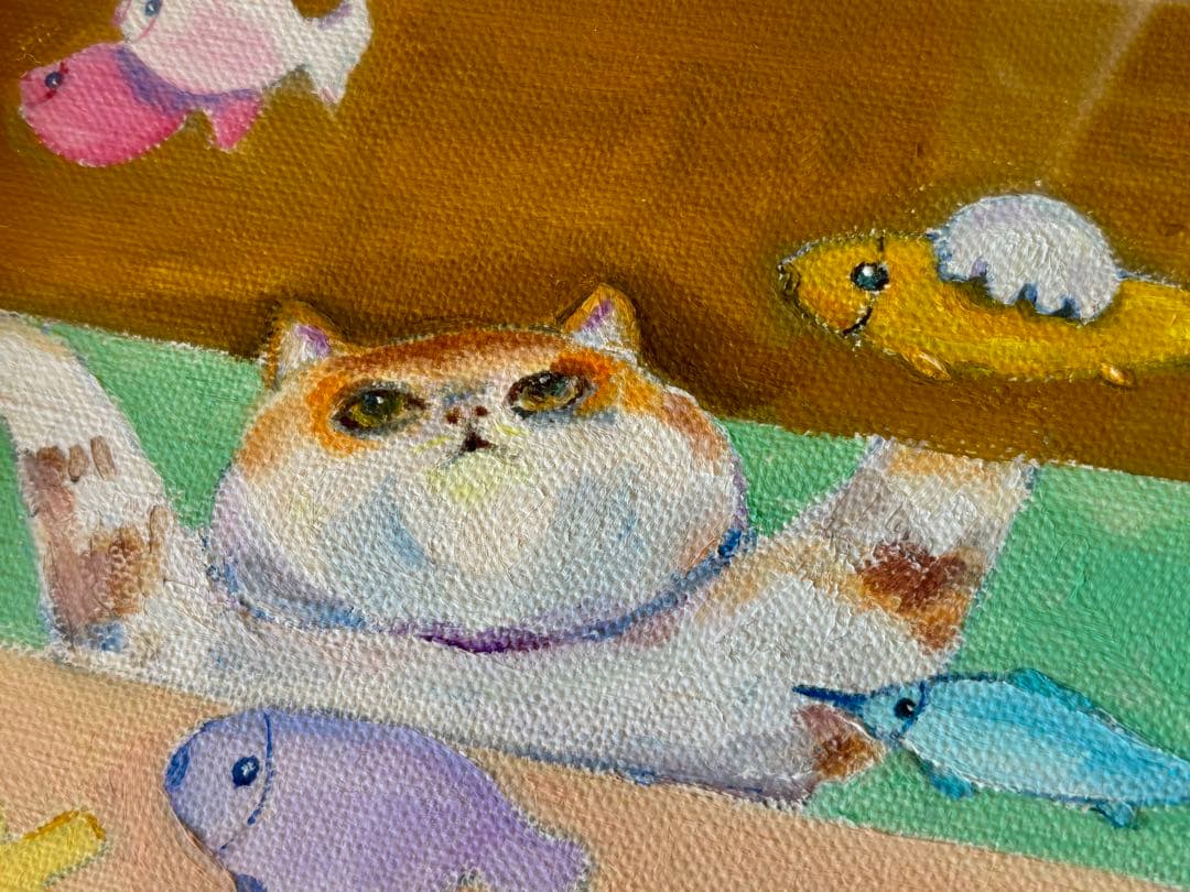 長嶺ヤスコ 猫の絵画 油彩画 フラメンコダンサー 直筆 オリジナル サイン有